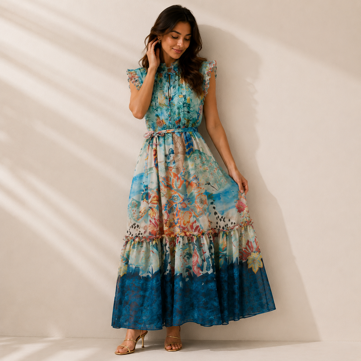 Olea | Vestido Midi con Estampado de Paisaje para Dama