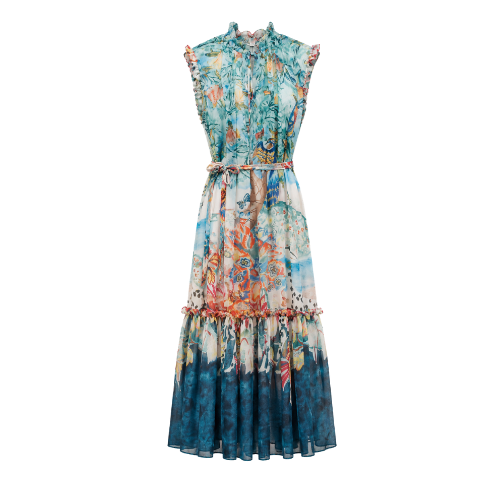 Olea | Vestido Midi con Estampado de Paisaje para Dama