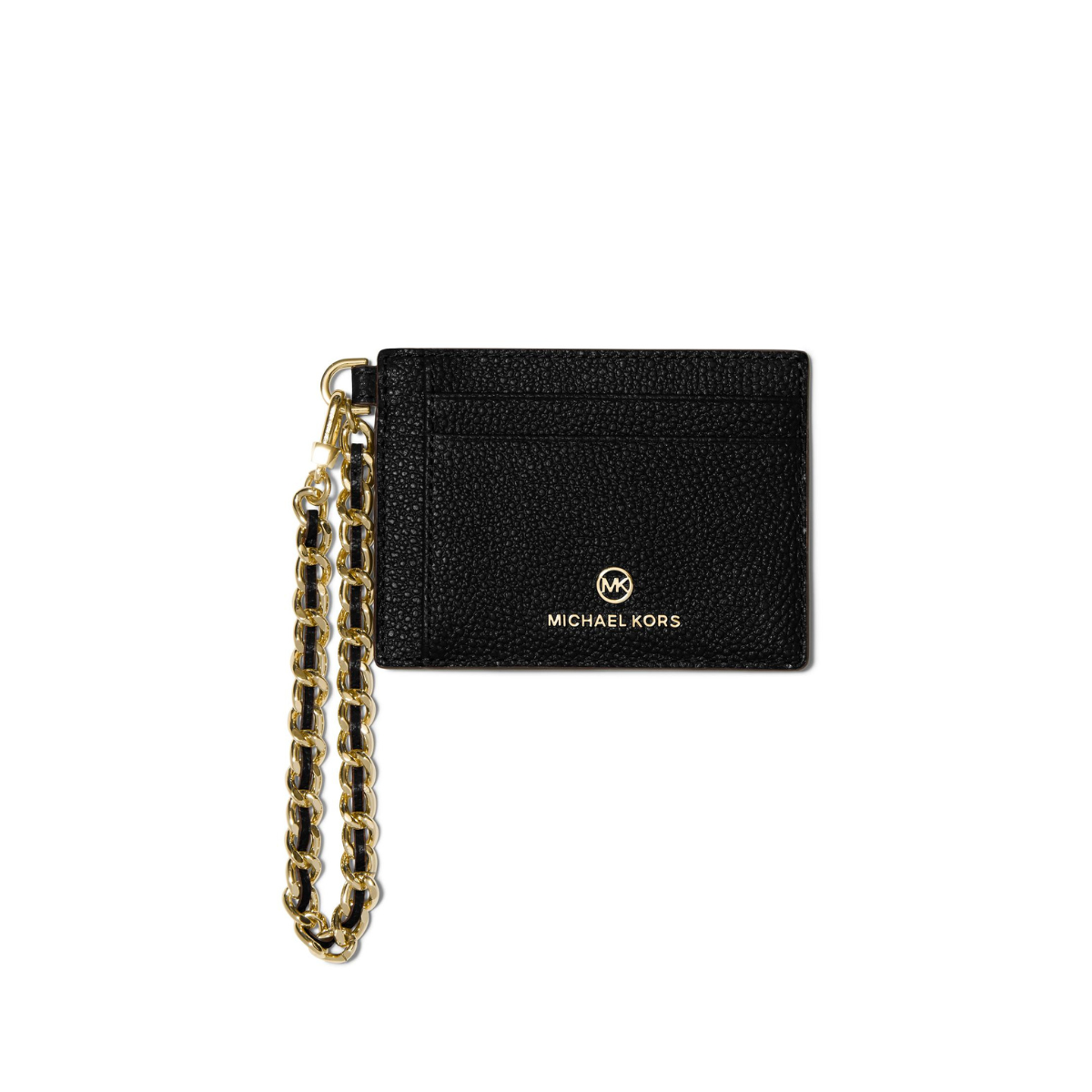 Pebbled Leather Chain Wristlet Card Holder