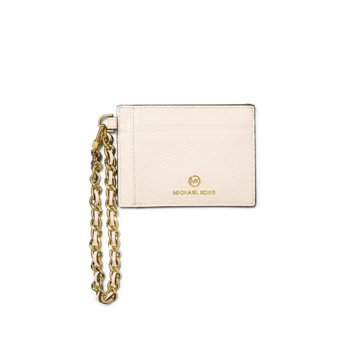 Pebbled Leather Chain Wristlet Card Holder