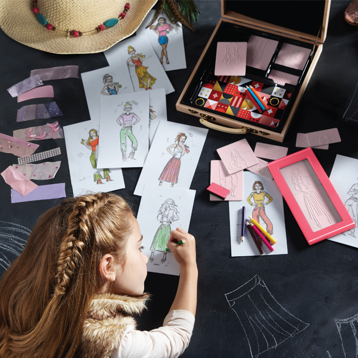 Kids Fashion Designer Activity Set Drawing Kit